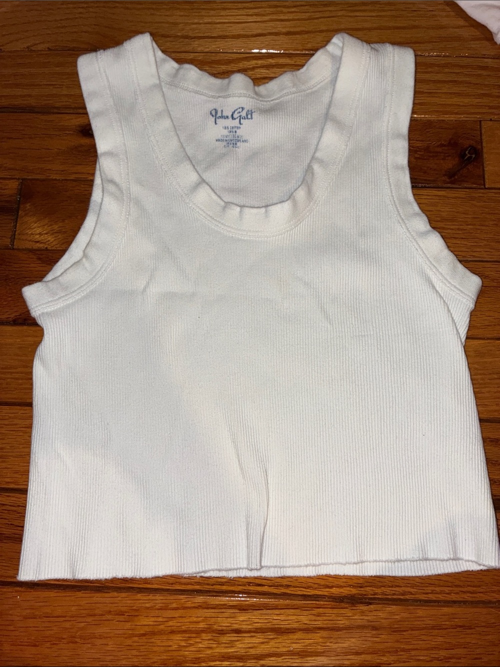 Brandy Melville White Ribbed Cropped Tank
